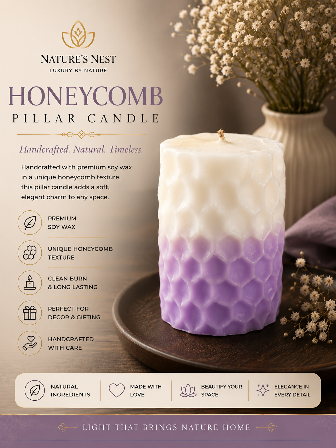 Honeycomb Pillar Candle