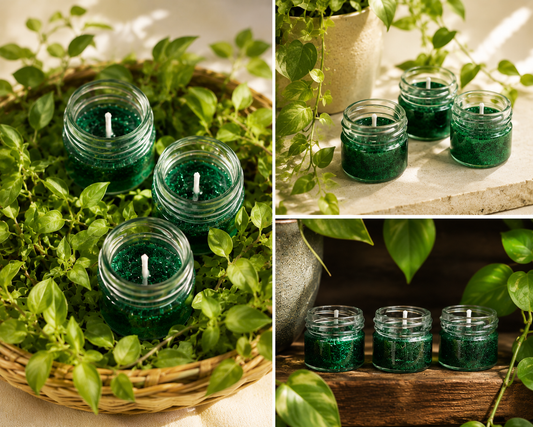 Herbaceous lid jar candle