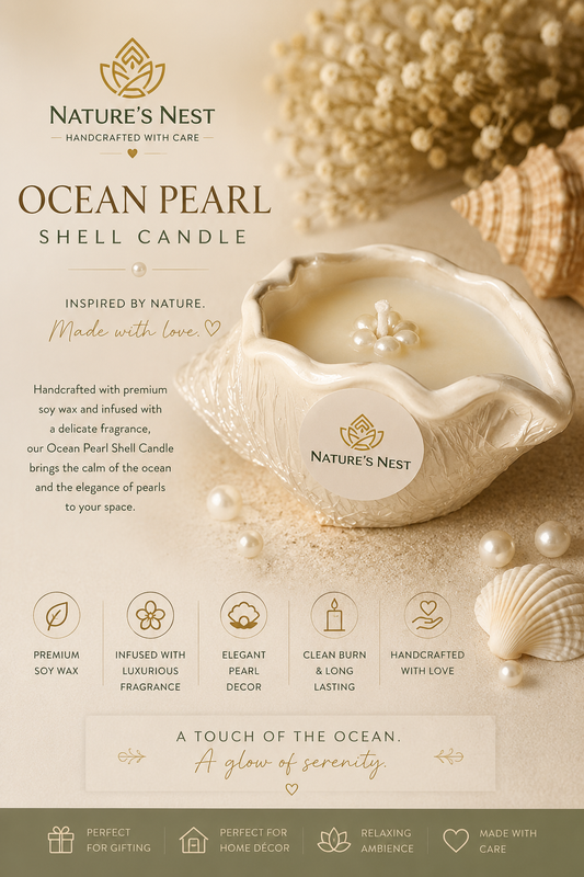 Ocean pearl shell candle